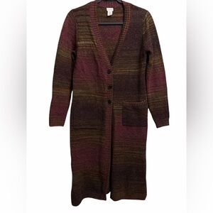 Elegant Burgundy Striped Duster